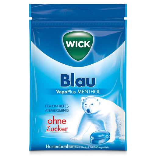 WICK BLAU Menthol Bonbons o.Zucker Beutel