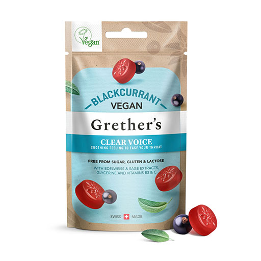 GRETHERS vegan Clear Voice blackcurrant Pastillen