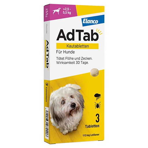 AdTab 112 mg Kautabletten f&uuml;r Hunde >2,5&mdash;5,5 kg