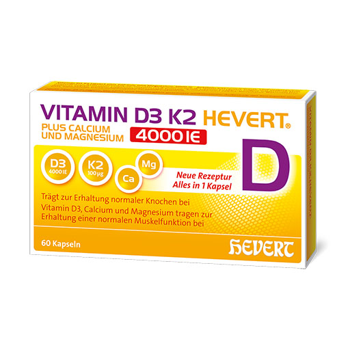 VITAMIN D3 K2 Hevert+Calcium u.Magnes.4000 IE Kps.